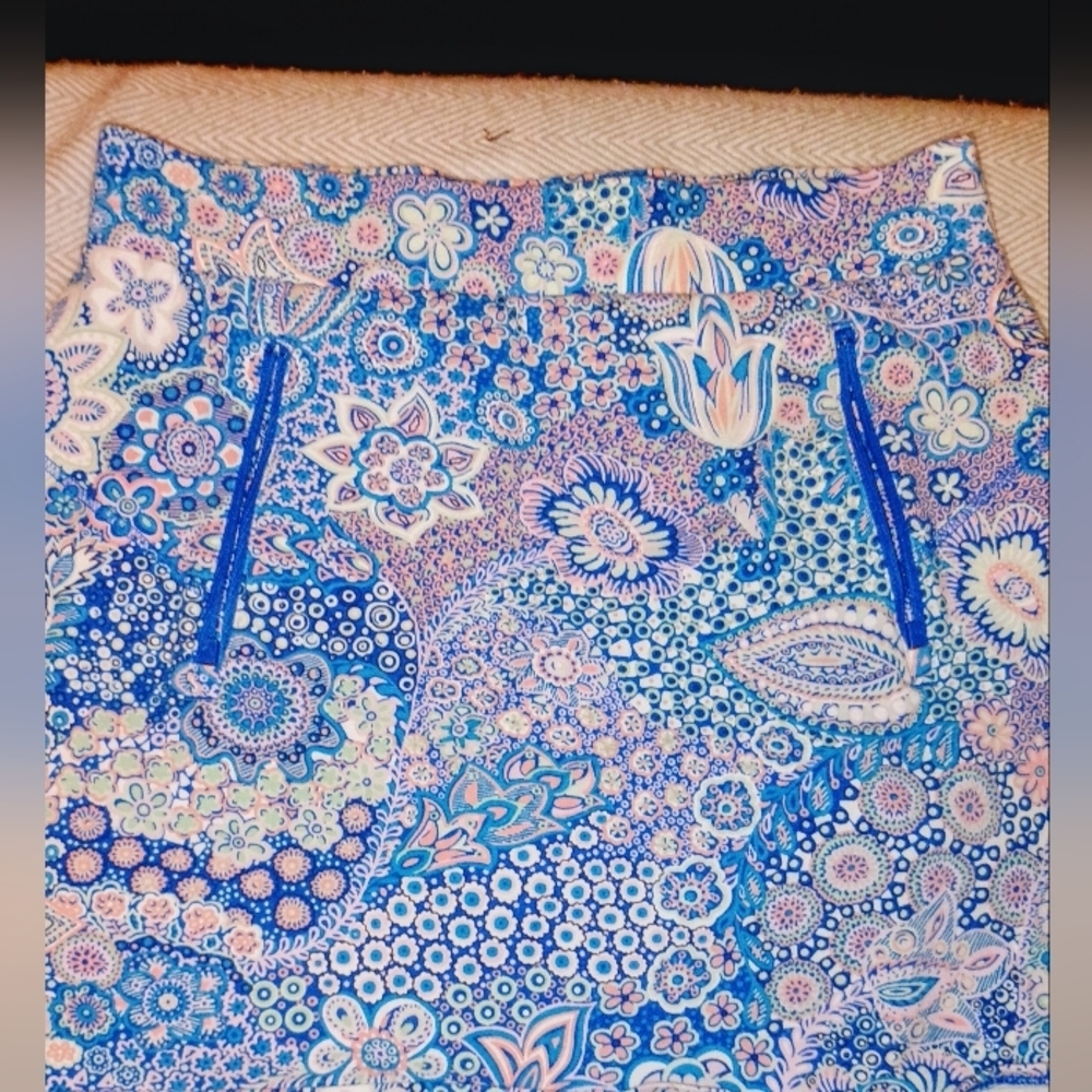 Talbots Blue And Pink A Line Golf Skirt With A Floral And Paisley Design. Size M - Picture 4 of 8